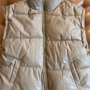 Forever 21 Tan Satin Puffer Vest